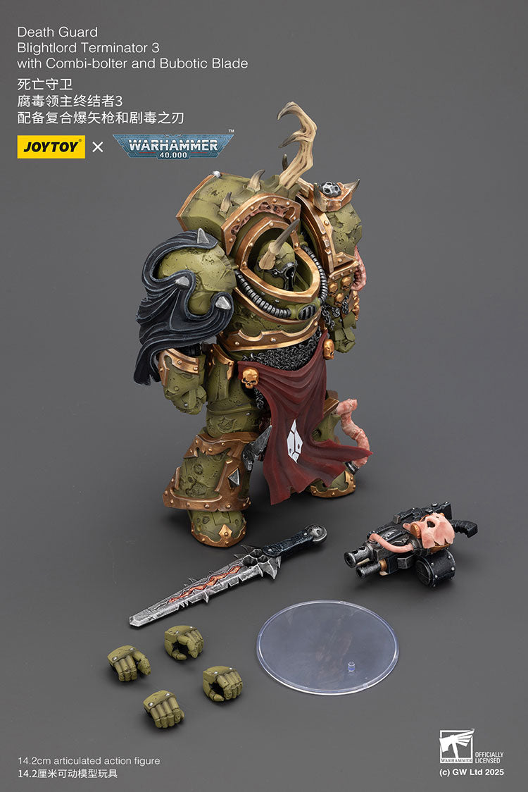 Joytoy 1/18 Warhammer 40k Death Guard Blightlord Terminator 3 with Combi-bolter and Bubotic Blade