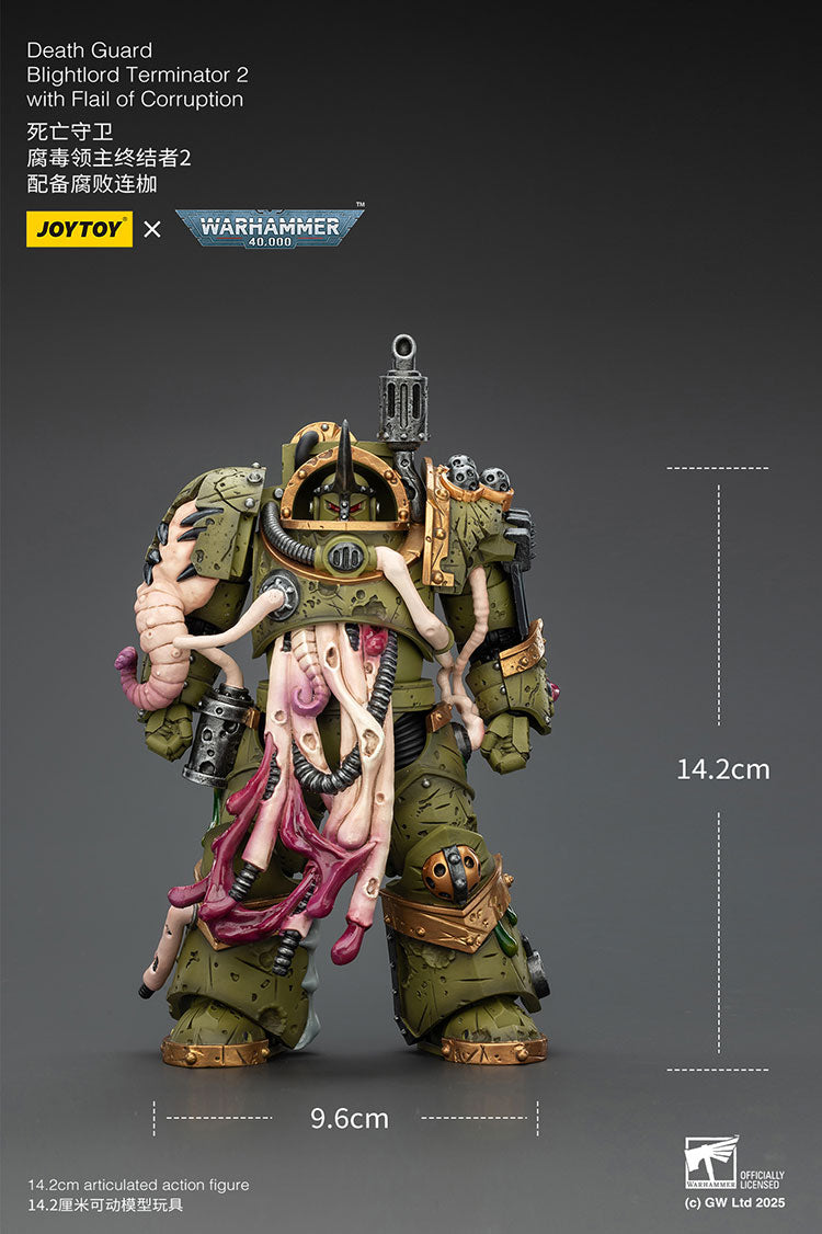 Joytoy 1/18 Warhammer 40k Death Guard Blightlord Terminator 2 with Flail of Corruption