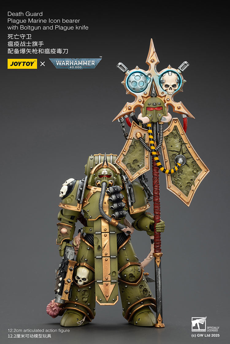 Joytoy 1/18 Warhammer 40k Death Guard Plague Marine Icon bearer with Boltgun and Plague knife