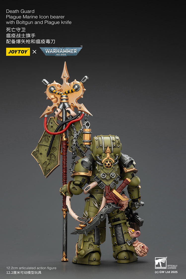 Joytoy 1/18 Warhammer 40k Death Guard Plague Marine Icon bearer with Boltgun and Plague knife