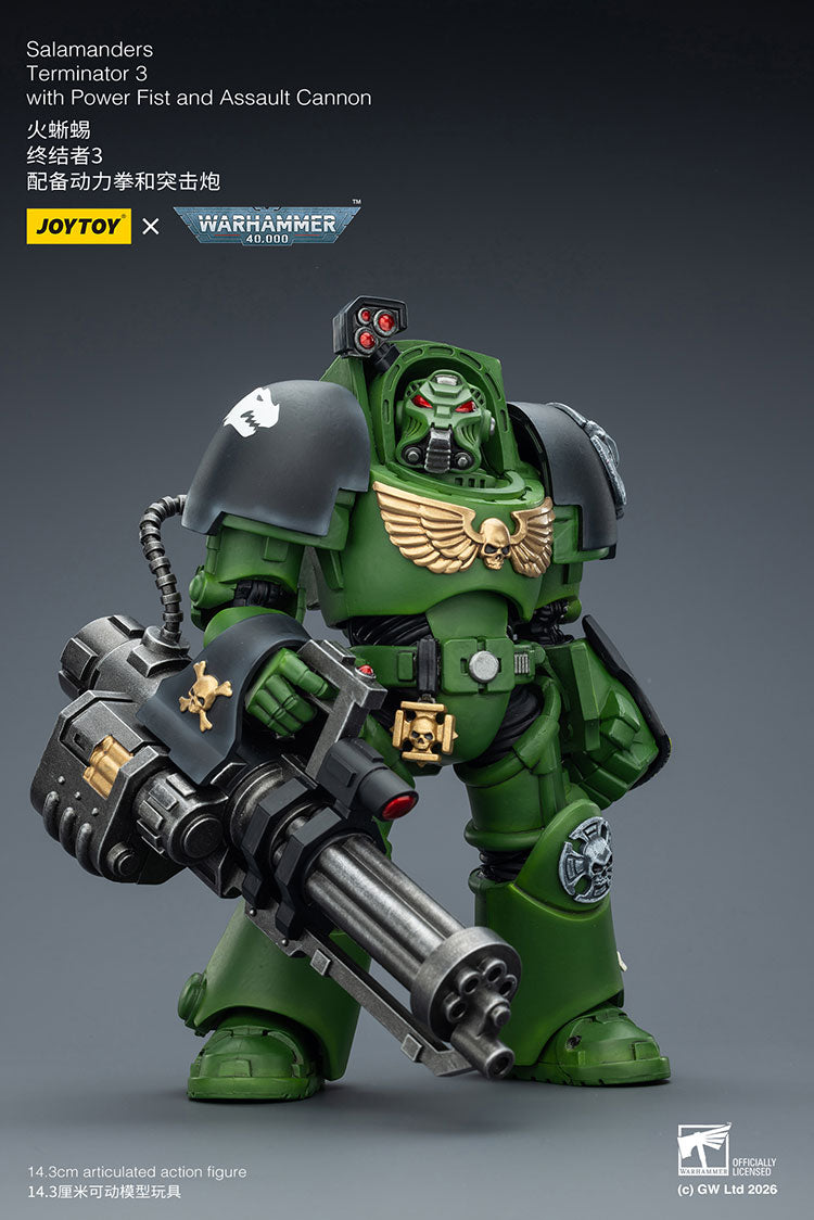 Joytoy 1/18 Warhammer 40k Salamanders Terminator 3 with Power Fist and Assault Cannon