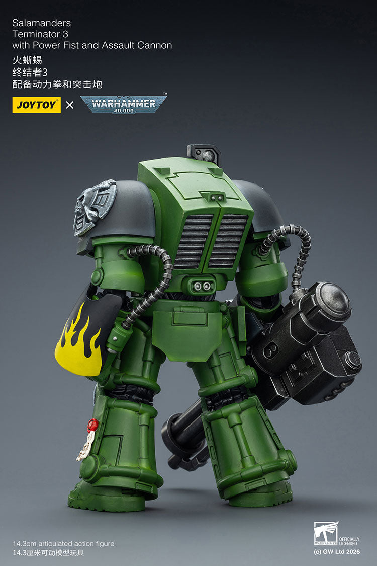 Joytoy 1/18 Warhammer 40k Salamanders Terminator 3 with Power Fist and Assault Cannon