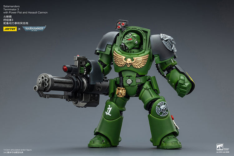 Joytoy 1/18 Warhammer 40k Salamanders Terminator 3 with Power Fist and Assault Cannon