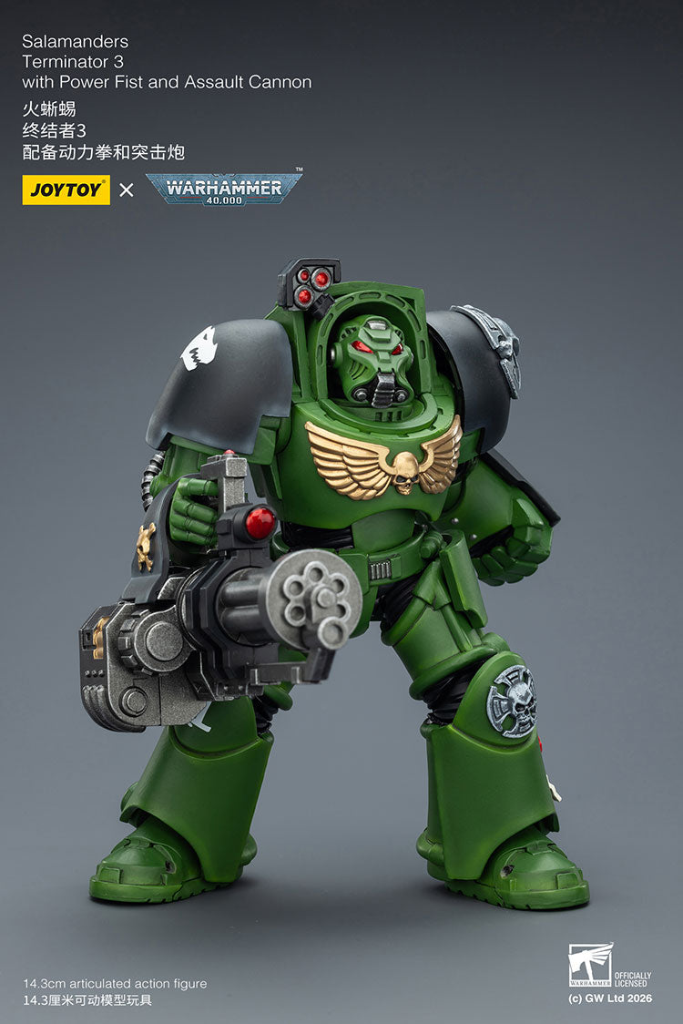 Joytoy 1/18 Warhammer 40k Salamanders Terminator 3 with Power Fist and Assault Cannon