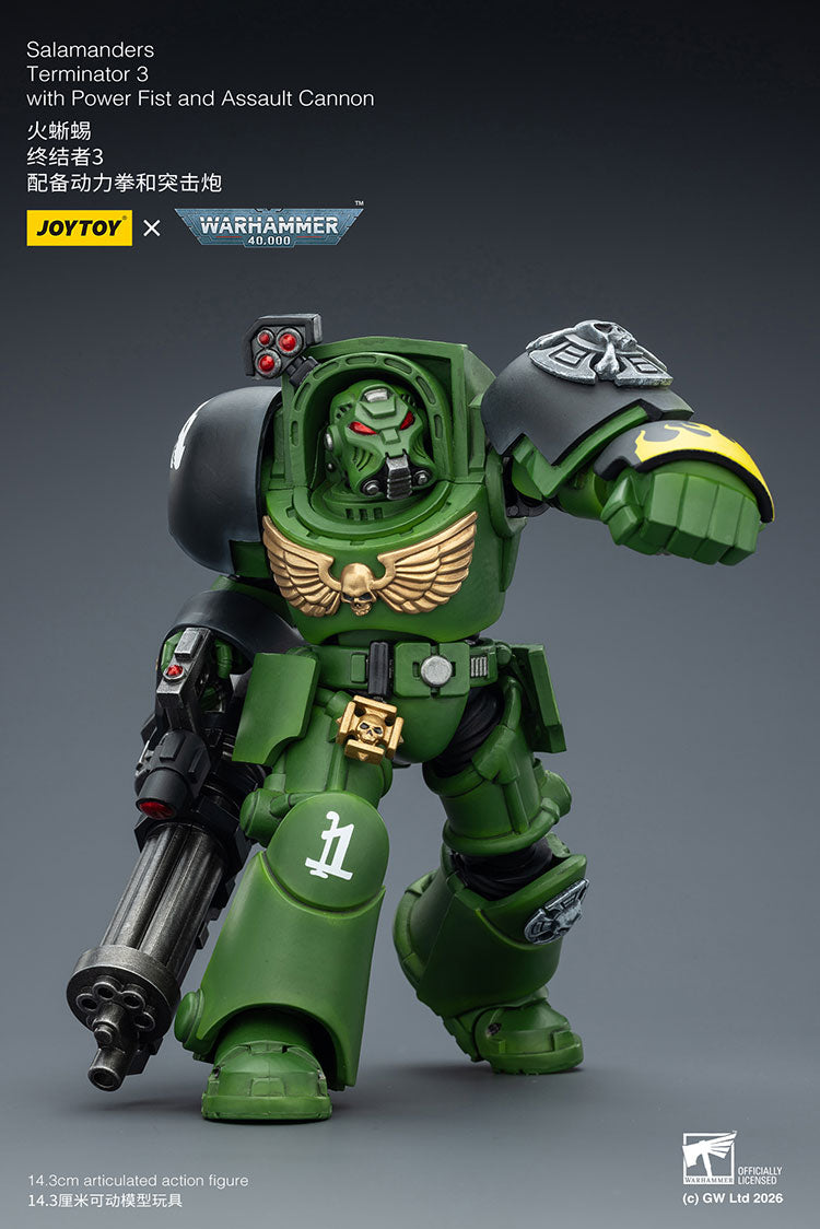 Joytoy 1/18 Warhammer 40k Salamanders Terminator 3 with Power Fist and Assault Cannon