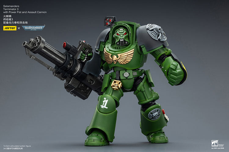 Joytoy 1/18 Warhammer 40k Salamanders Terminator 3 with Power Fist and Assault Cannon