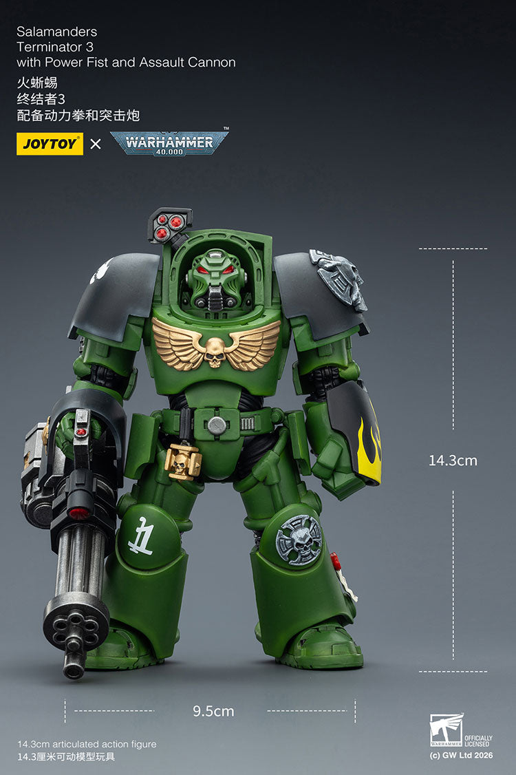 Joytoy 1/18 Warhammer 40k Salamanders Terminator 3 with Power Fist and Assault Cannon