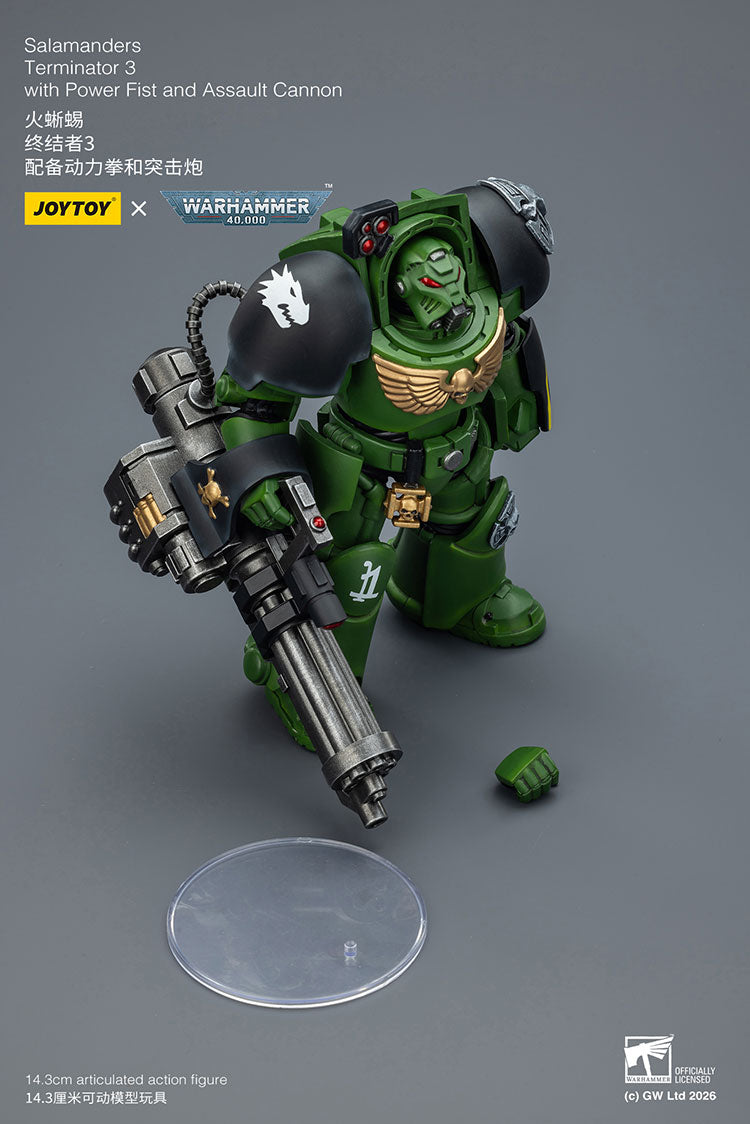 Joytoy 1/18 Warhammer 40k Salamanders Terminator 3 with Power Fist and Assault Cannon