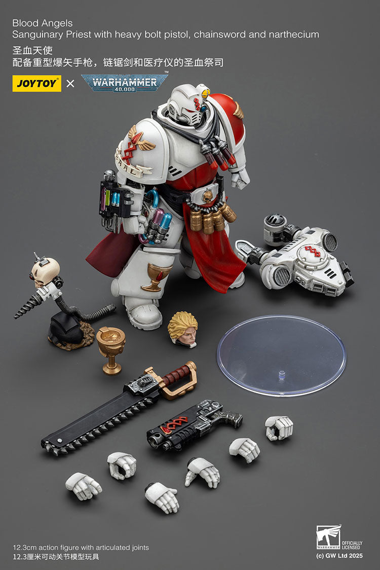 Joytoy 1/18 Warhammer 40k Blood Angels - Sanguinary Priest with Heavy bolt pistol, chainsword and narthecium