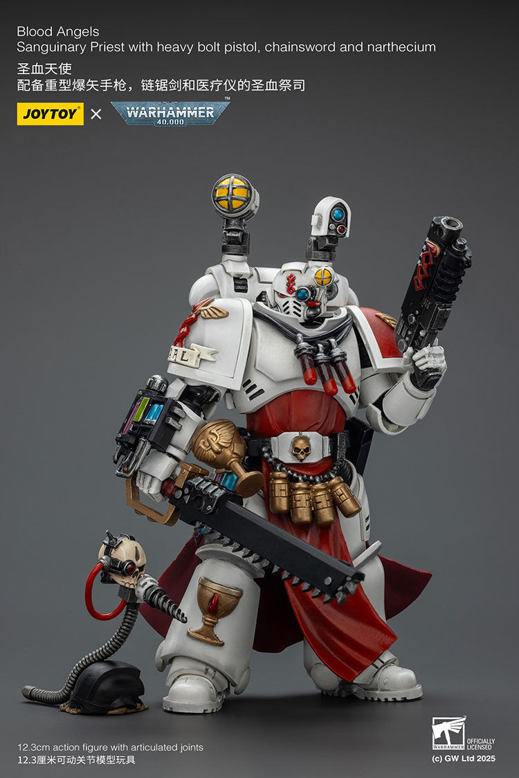 Joytoy 1/18 Warhammer 40k Blood Angels - Sanguinary Priest with Heavy bolt pistol, chainsword and narthecium