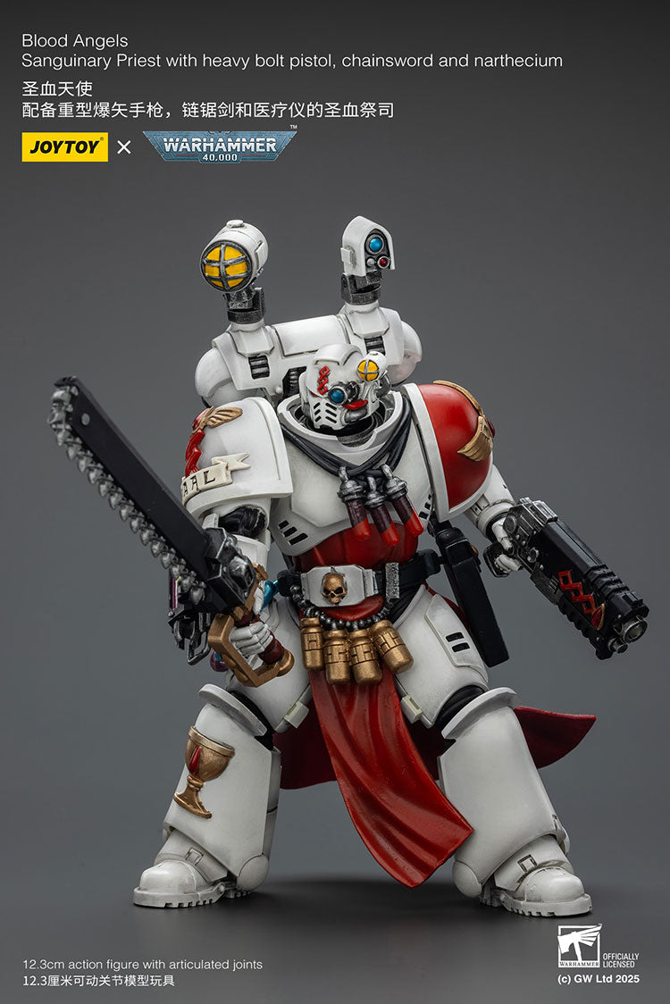 Joytoy 1/18 Warhammer 40k Blood Angels - Sanguinary Priest with Heavy bolt pistol, chainsword and narthecium