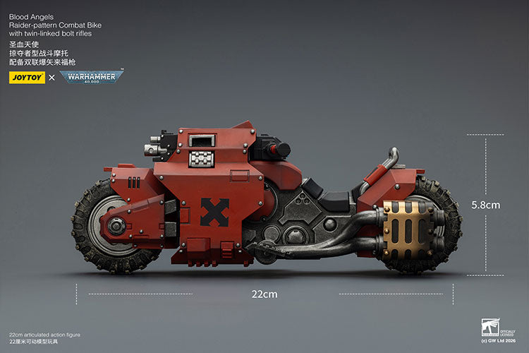 Joytoy 1/18 Warhammer 40K Blood Angels Raider Pattern Combat Bike with Twin Linked Bolt Rifles