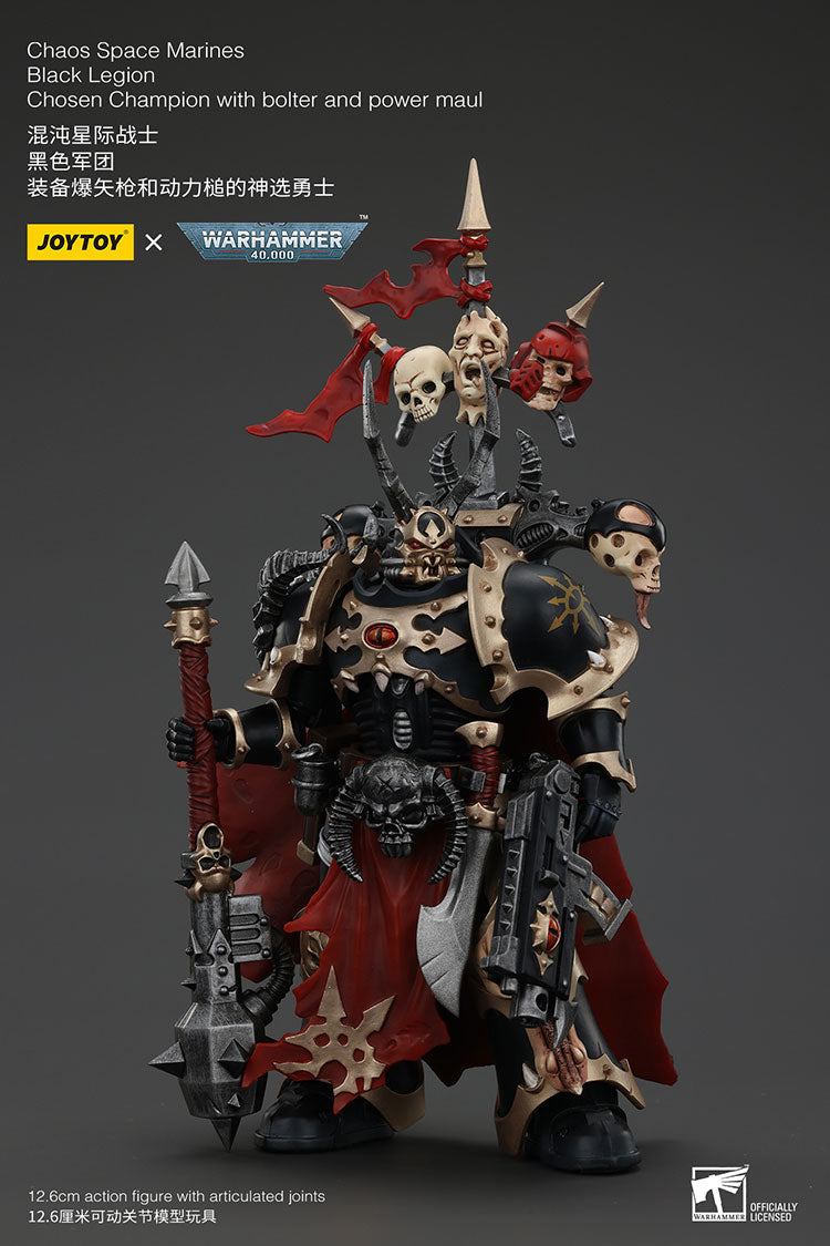 Joytoy 1/18 Warhammer 40k Chaos Space Marines Black Legion - Chosen Champion with Bolter and Power Maul