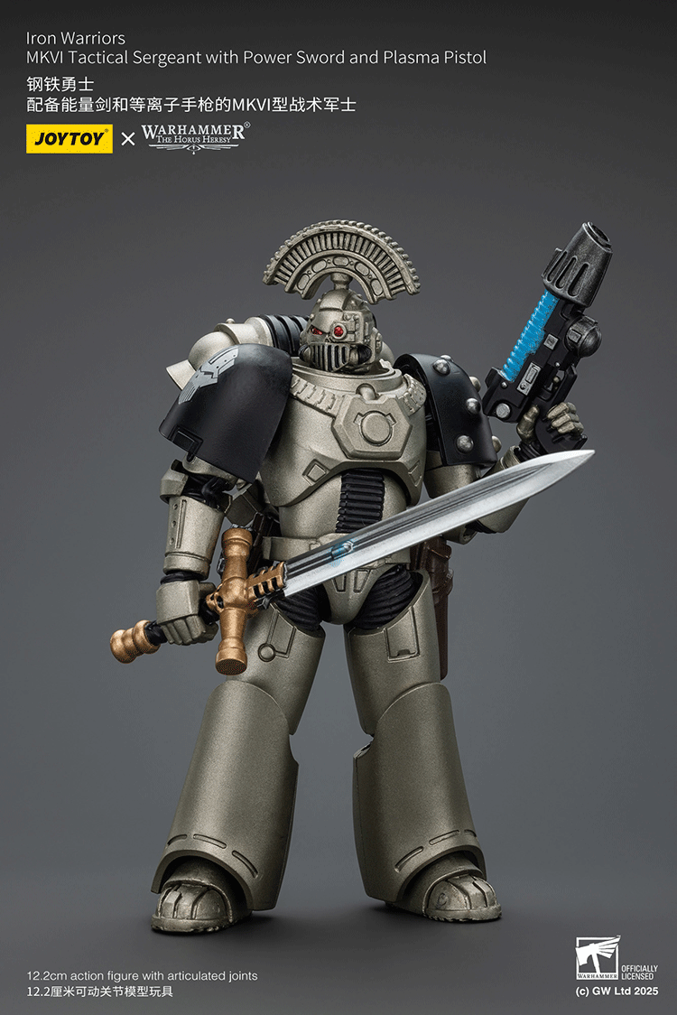 Joytoy 1/18 Warhammer The Horus Heresy Iron Warriors - MKVI Tactical Sergeant with Power Sword and Plasma Pistol