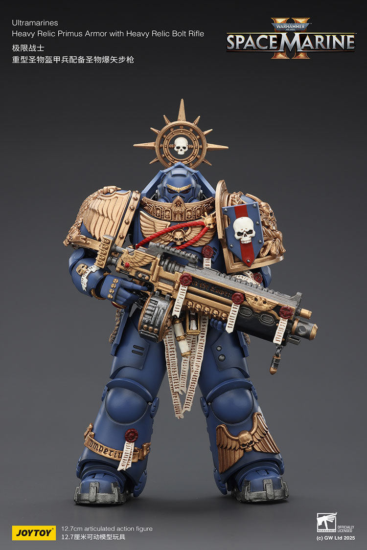 Joytoy 1/18 Warhammer 40k Space Marine Ultramarines - Heavy Relic Primus Armor with Heavy Relic Bolt Rifle
