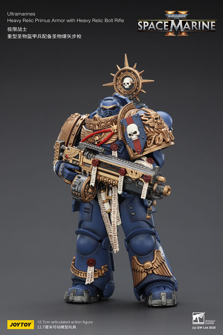Joytoy 1/18 Warhammer 40k Space Marine Ultramarines - Heavy Relic Primus Armor with Heavy Relic Bolt Rifle