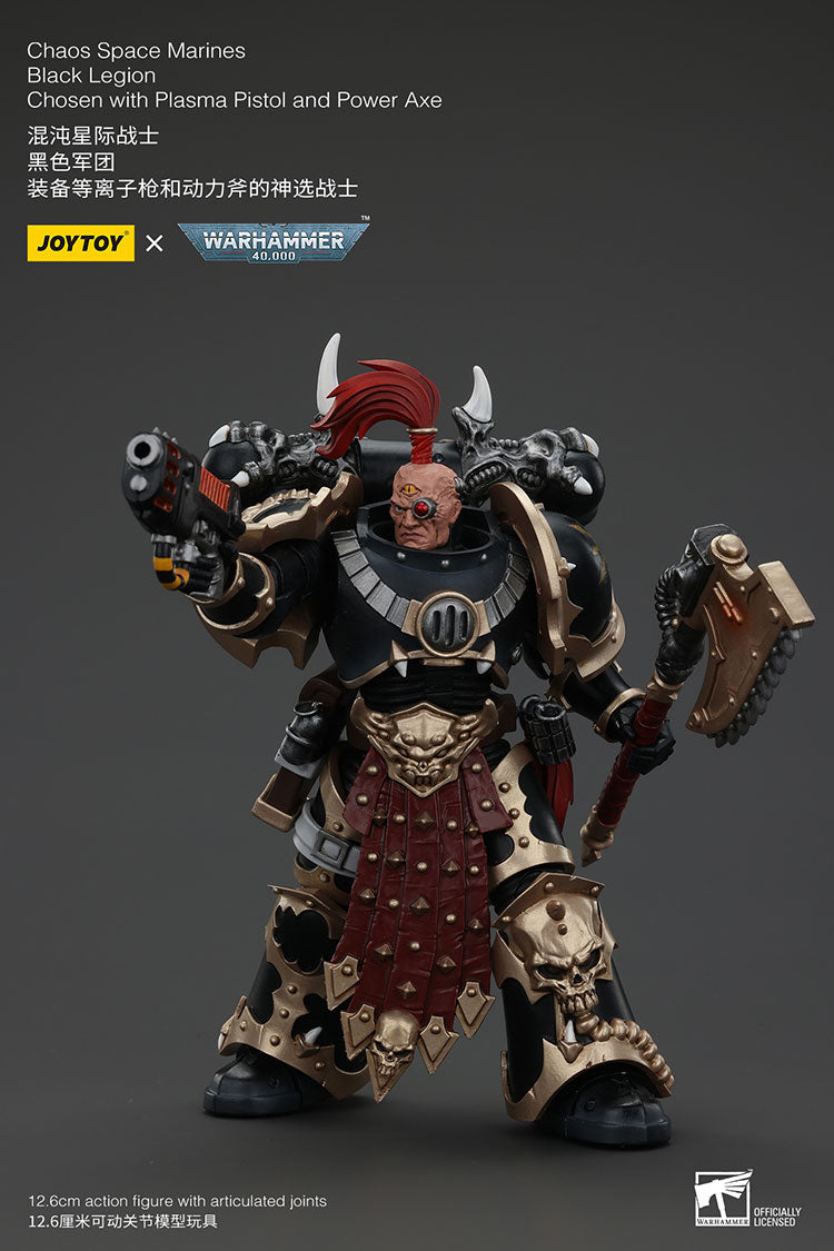 Joytoy 1/18 Warhammer 40k Chaos Space Marines Black Legion - Chosen with Plasma Pistol and Power Axe