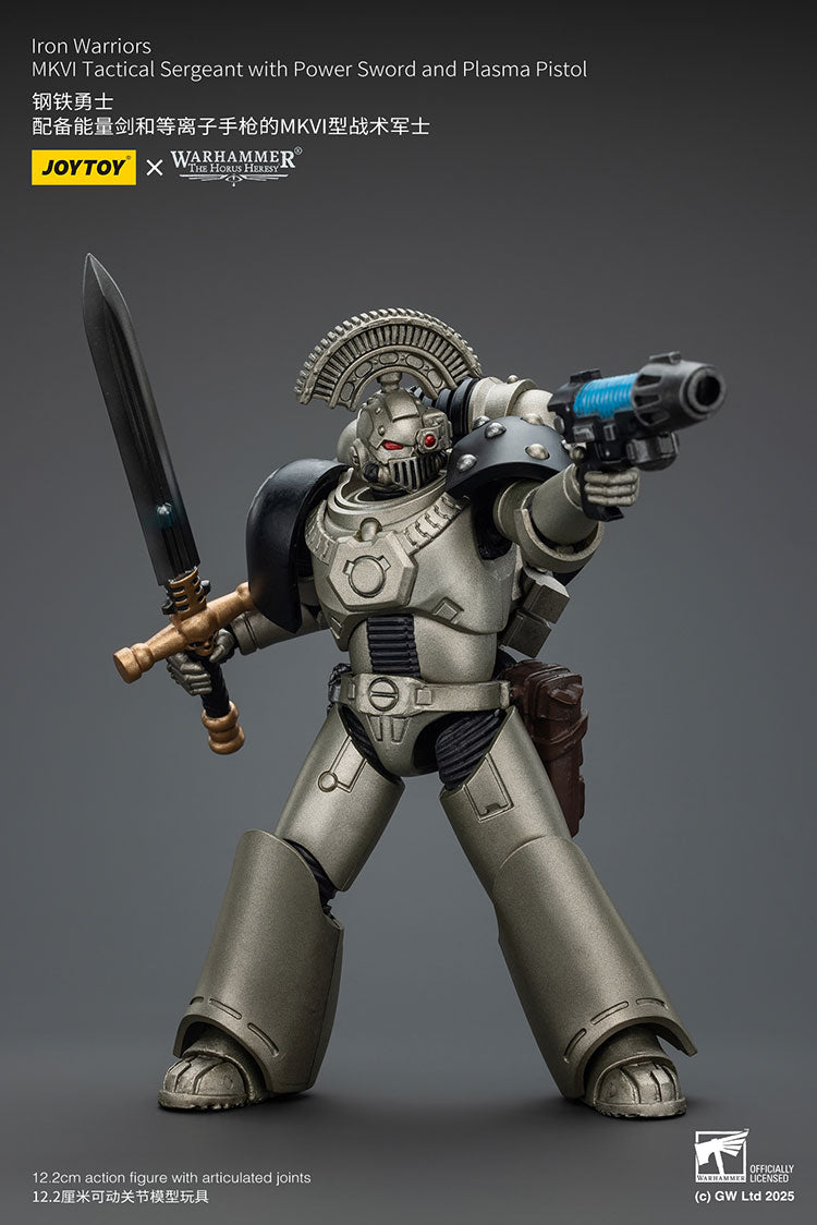 Joytoy 1/18 Warhammer The Horus Heresy Iron Warriors - MKVI Tactical Sergeant with Power Sword and Plasma Pistol