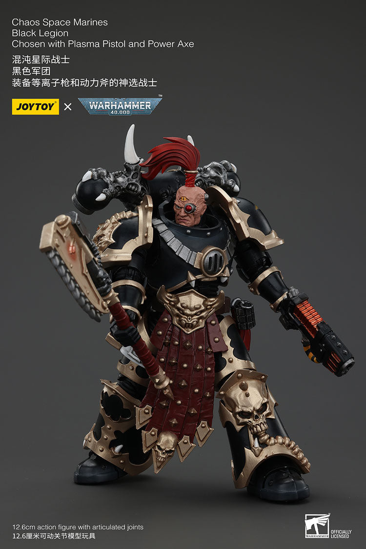 Joytoy 1/18 Warhammer 40k Chaos Space Marines Black Legion - Chosen with Plasma Pistol and Power Axe