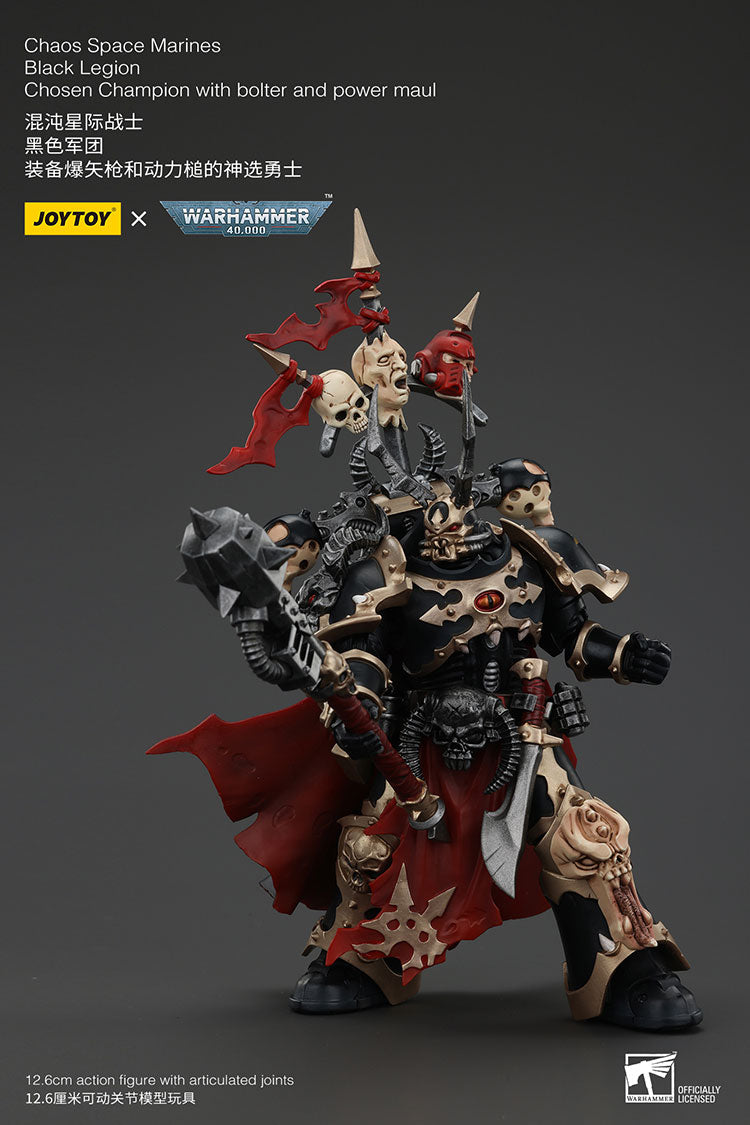 Joytoy 1/18 Warhammer 40k Chaos Space Marines Black Legion - Chosen Champion with Bolter and Power Maul