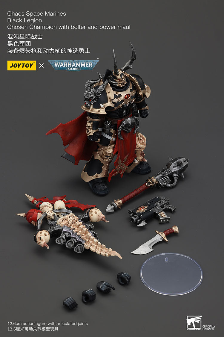 Joytoy 1/18 Warhammer 40k Chaos Space Marines Black Legion - Chosen Champion with Bolter and Power Maul