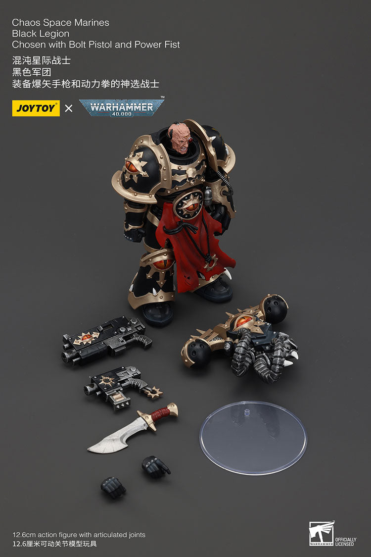 Joytoy 1/18 Warhammer 40k Chaos Space Marines Black Legion - Chosen with Bolt Pistol and Power Fist