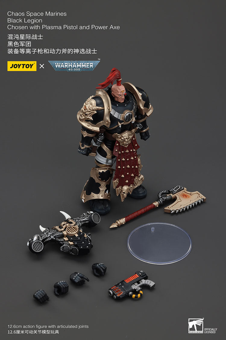 Joytoy 1/18 Warhammer 40k Chaos Space Marines Black Legion - Chosen with Plasma Pistol and Power Axe