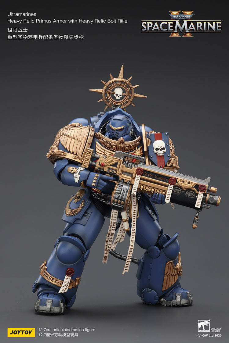 Joytoy 1/18 Warhammer 40k Space Marine Ultramarines - Heavy Relic Primus Armor with Heavy Relic Bolt Rifle