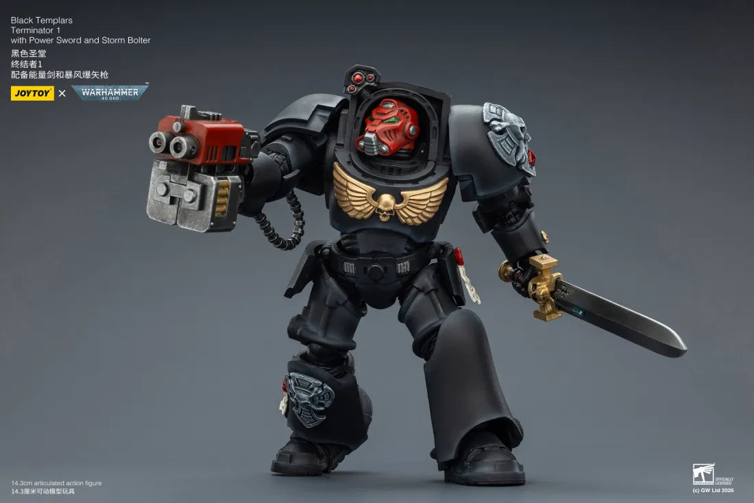 Joytoy 1/18 Warhammer 40k Black Templars Terminator 1 with Power Sword and Storm Bolter