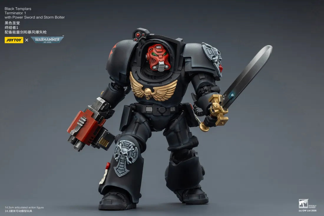 Joytoy 1/18 Warhammer 40k Black Templars Terminator 1 with Power Sword and Storm Bolter