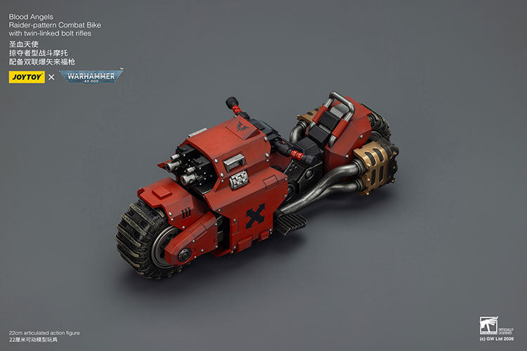 Joytoy 1/18 Warhammer 40K Blood Angels Raider Pattern Combat Bike with Twin Linked Bolt Rifles