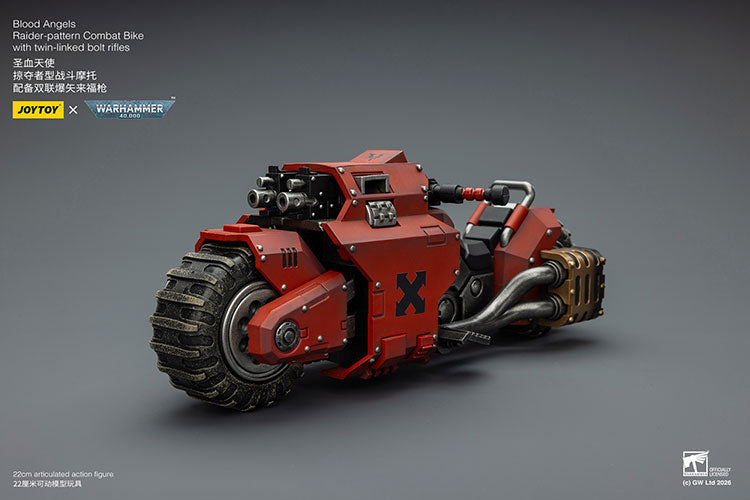 Joytoy 1/18 Warhammer 40K Blood Angels Raider Pattern Combat Bike with Twin Linked Bolt Rifles