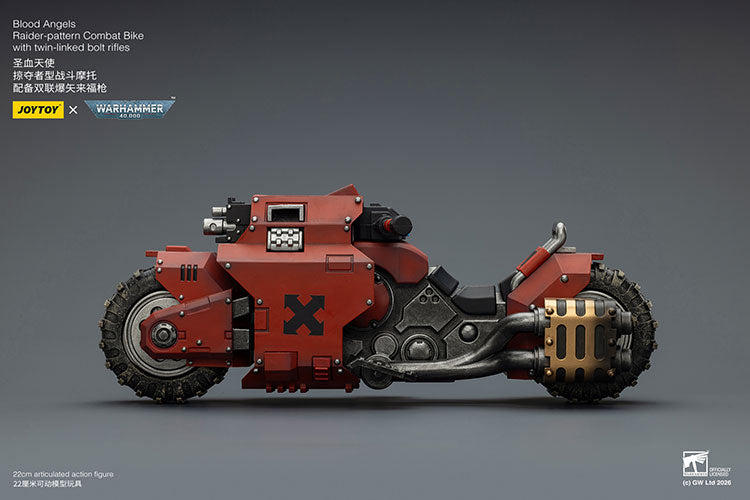 Joytoy 1/18 Warhammer 40K Blood Angels Raider Pattern Combat Bike with Twin Linked Bolt Rifles