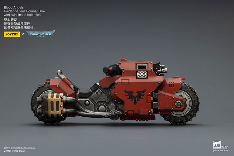 Joytoy 1/18 Warhammer 40K Blood Angels Raider Pattern Combat Bike with Twin Linked Bolt Rifles