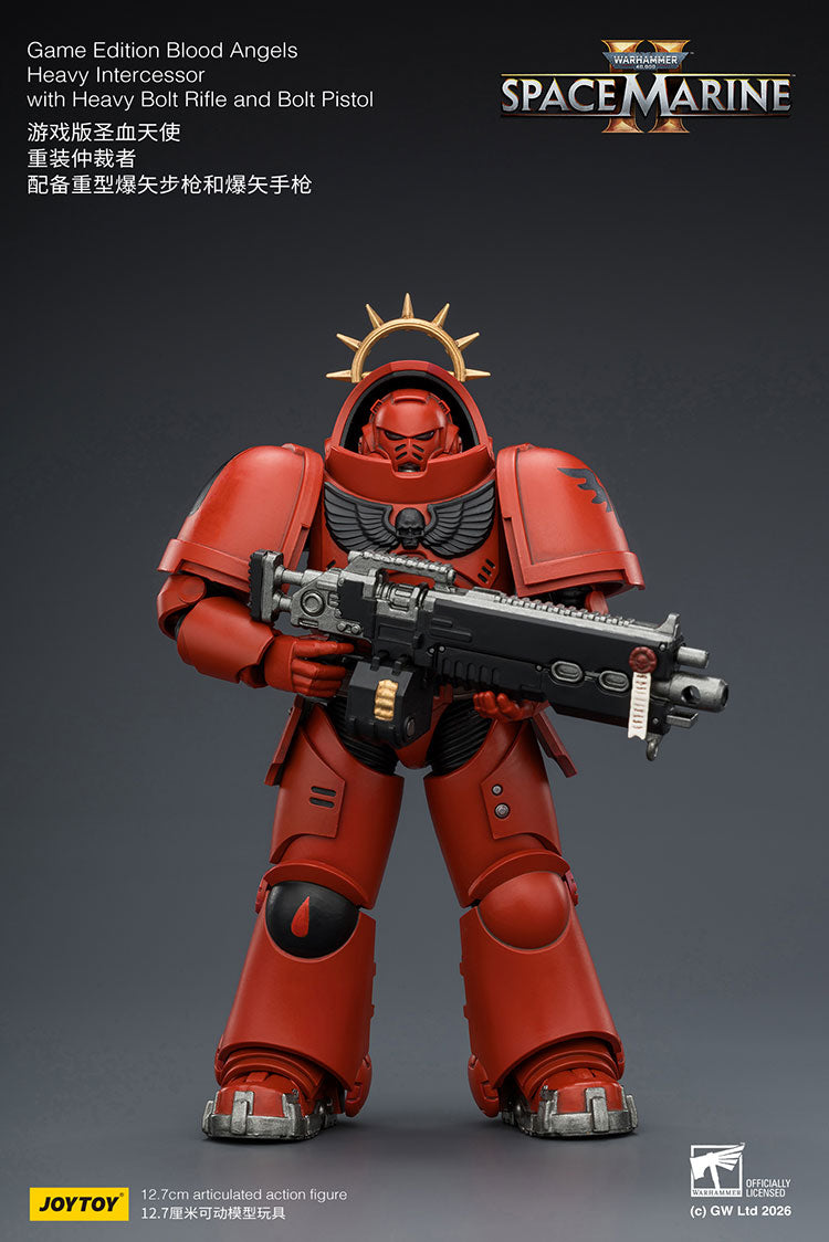 Joytoy 1/18 Warhammer Space Marine 2 Blood Angels Heavy Intercessor with Heavy Bolt Rifle and Bolt Pistol