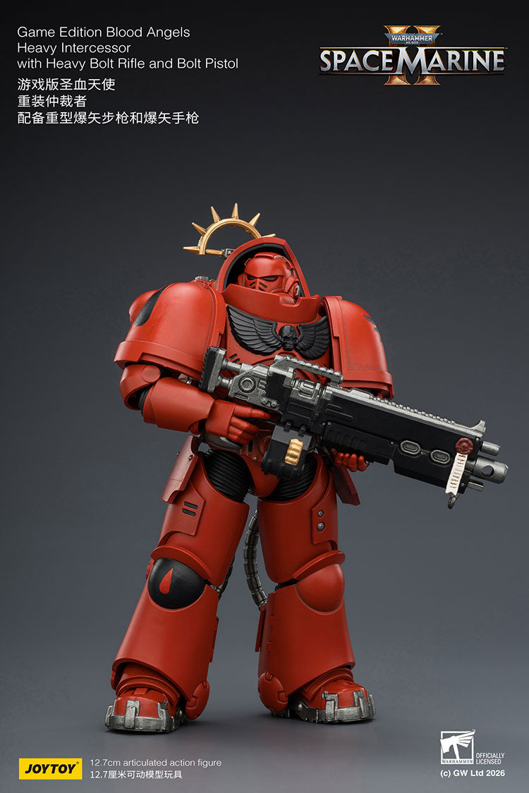 Joytoy 1/18 Warhammer Space Marine 2 Blood Angels Heavy Intercessor with Heavy Bolt Rifle and Bolt Pistol