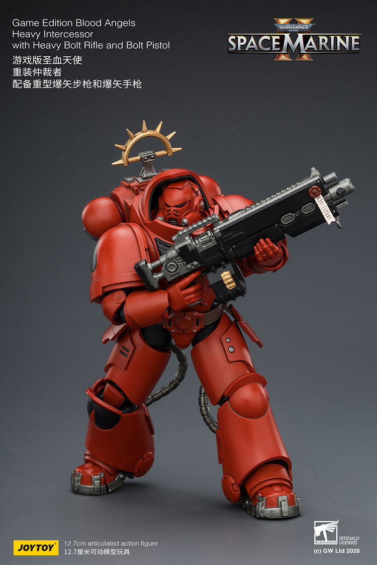 Joytoy 1/18 Warhammer Space Marine 2 Blood Angels Heavy Intercessor with Heavy Bolt Rifle and Bolt Pistol