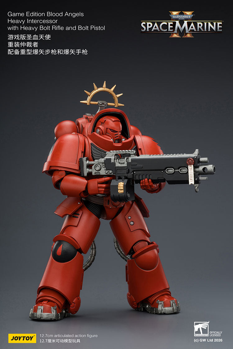 Joytoy 1/18 Warhammer Space Marine 2 Blood Angels Heavy Intercessor with Heavy Bolt Rifle and Bolt Pistol
