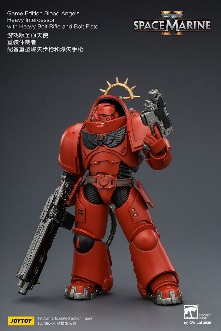 Joytoy 1/18 Warhammer Space Marine 2 Blood Angels Heavy Intercessor with Heavy Bolt Rifle and Bolt Pistol
