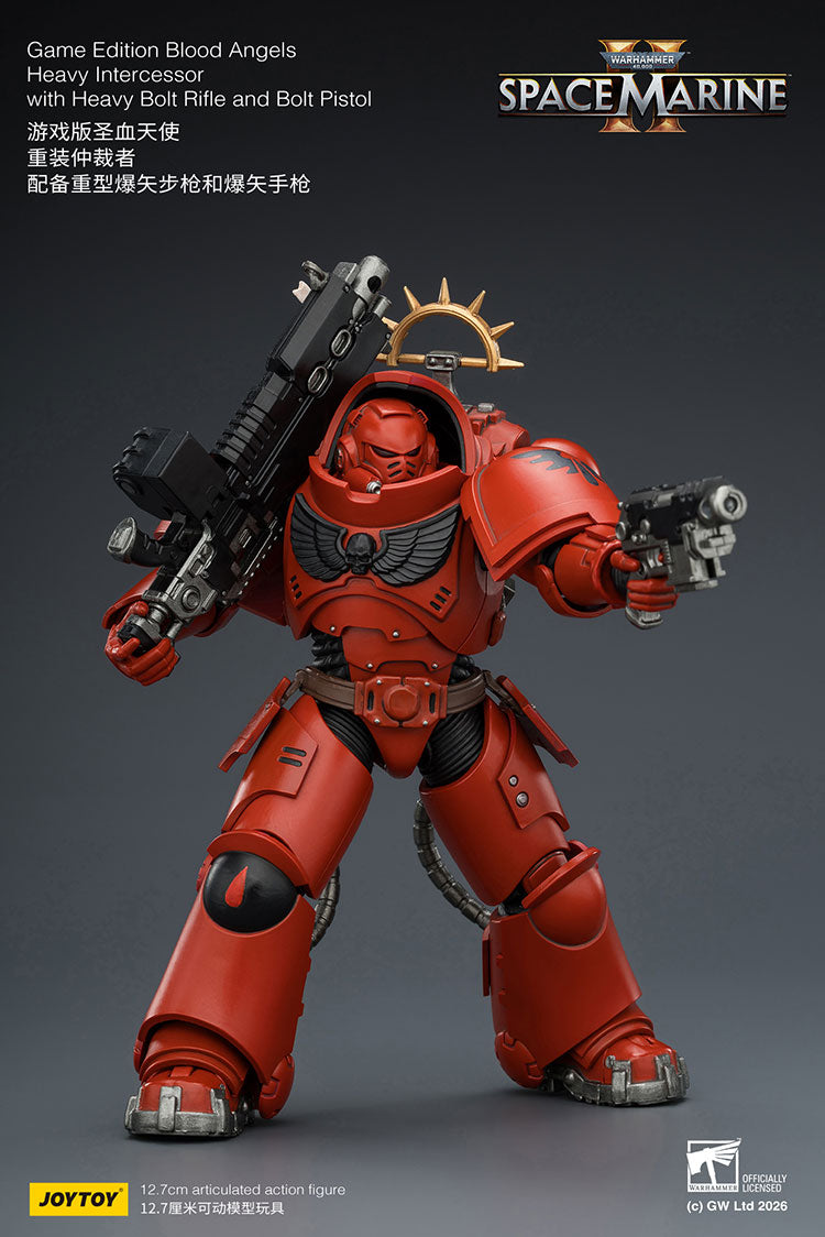 Joytoy 1/18 Warhammer Space Marine 2 Blood Angels Heavy Intercessor with Heavy Bolt Rifle and Bolt Pistol