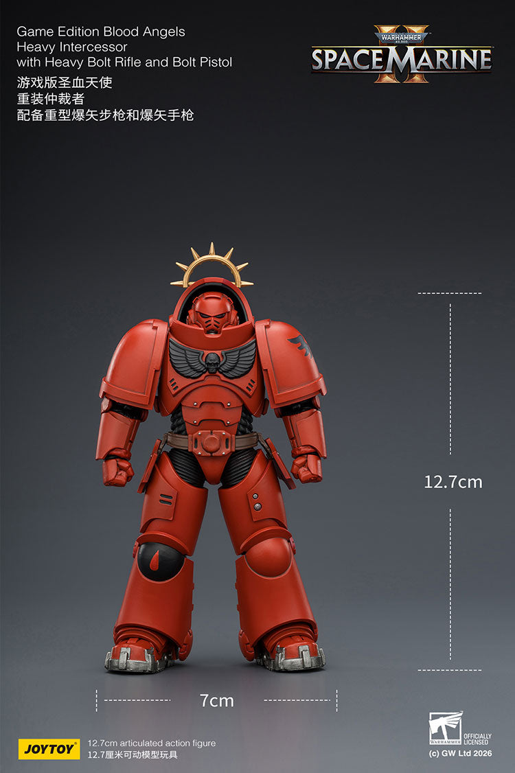 Joytoy 1/18 Warhammer Space Marine 2 Blood Angels Heavy Intercessor with Heavy Bolt Rifle and Bolt Pistol