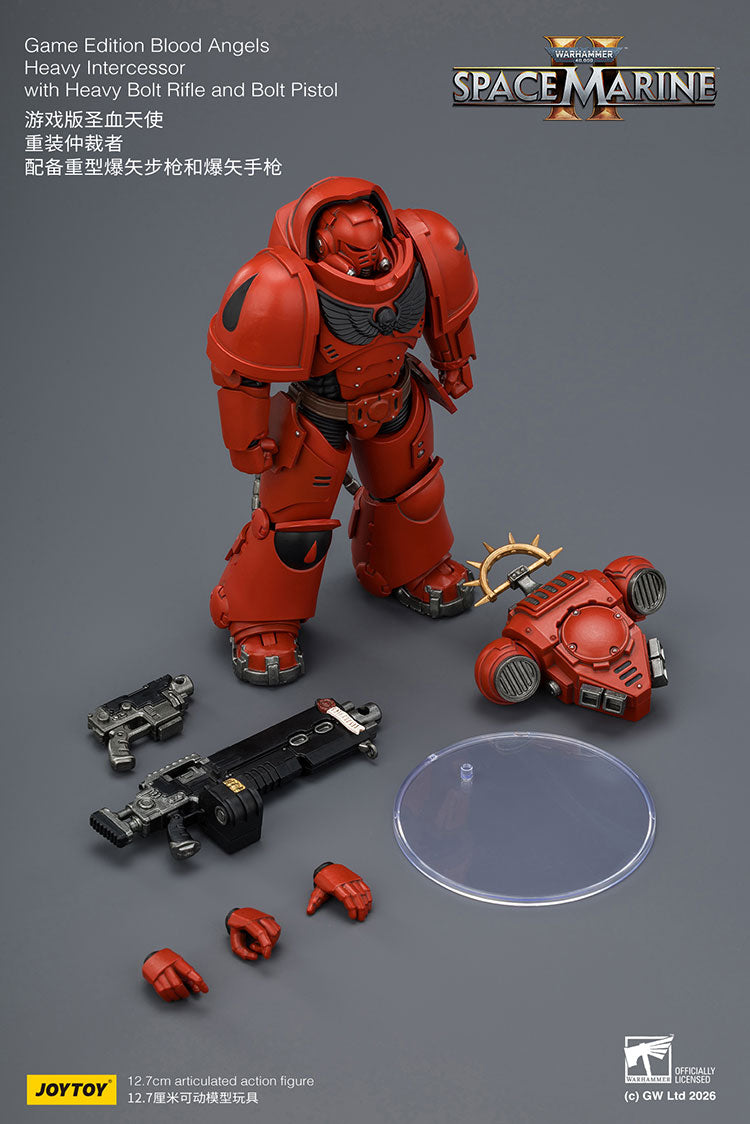 Joytoy 1/18 Warhammer Space Marine 2 Blood Angels Heavy Intercessor with Heavy Bolt Rifle and Bolt Pistol