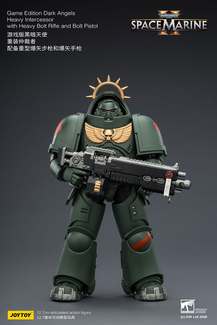 Joytoy 1/18 Warhammer Space Marine 2 Dark Angels Heavy Intercessor with Heavy Bolt Rifle and Bolt Pistol