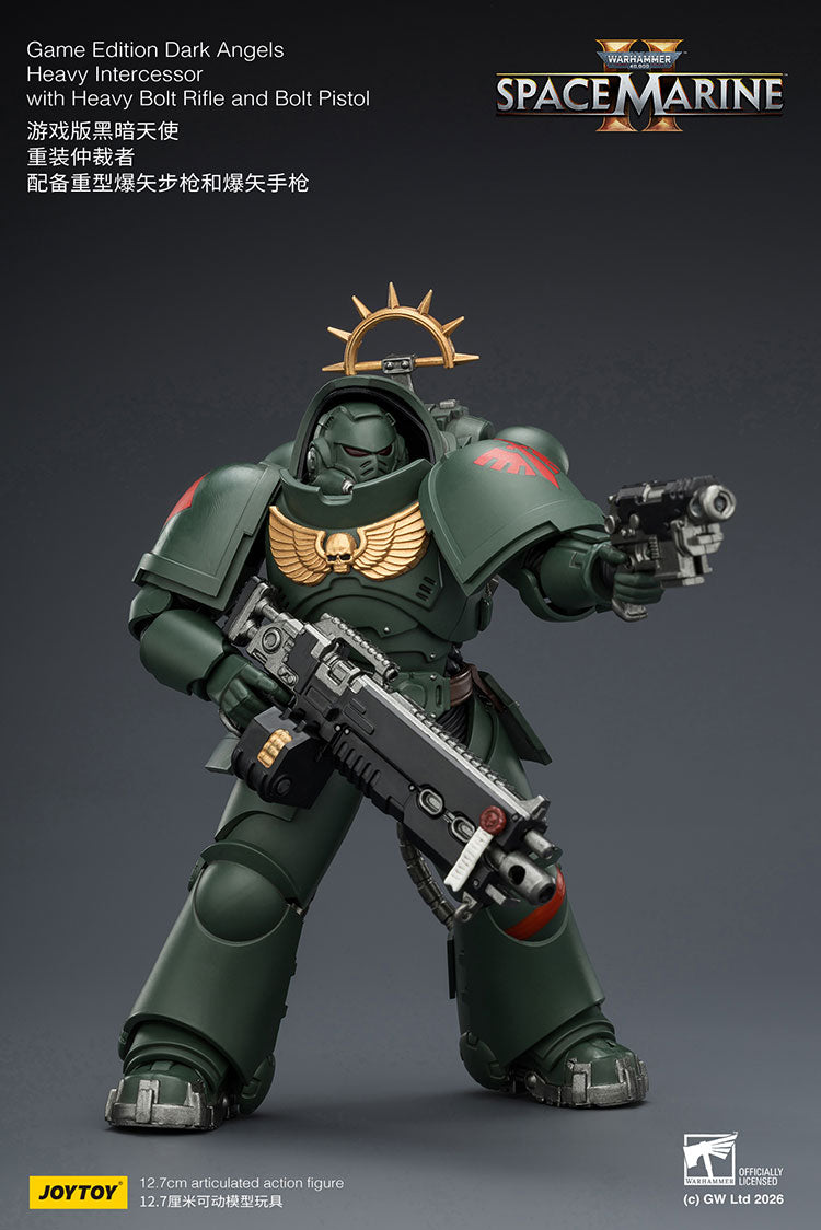 Joytoy 1/18 Warhammer Space Marine 2 Dark Angels Heavy Intercessor with Heavy Bolt Rifle and Bolt Pistol