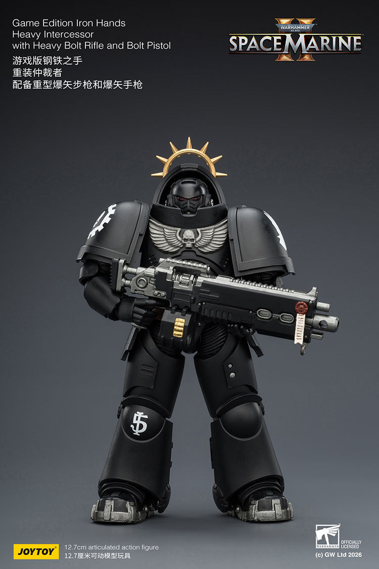 Joytoy 1/18 Warhammer Space Marine 2 Iron Hands Heavy Intercessor with Heavy Bolt Rifle and Bolt Pistol