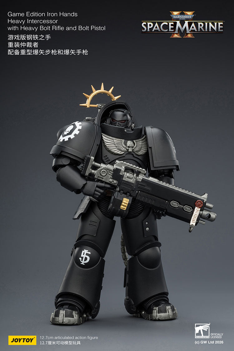 Joytoy 1/18 Warhammer Space Marine 2 Iron Hands Heavy Intercessor with Heavy Bolt Rifle and Bolt Pistol