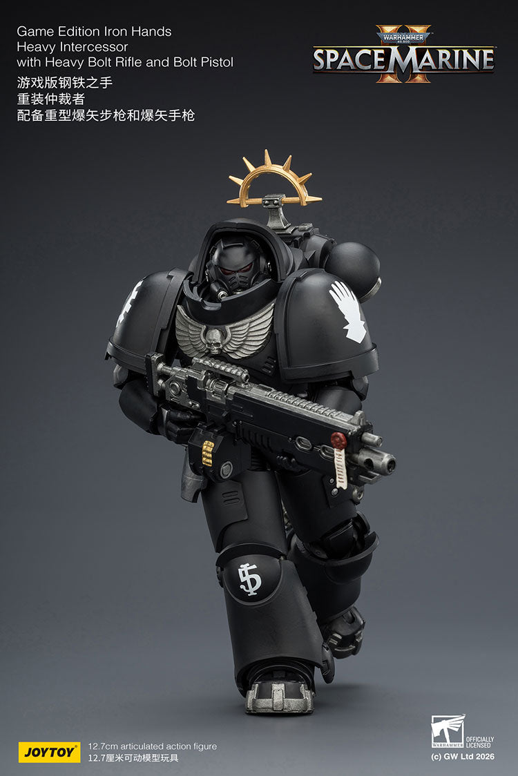 Joytoy 1/18 Warhammer Space Marine 2 Iron Hands Heavy Intercessor with Heavy Bolt Rifle and Bolt Pistol