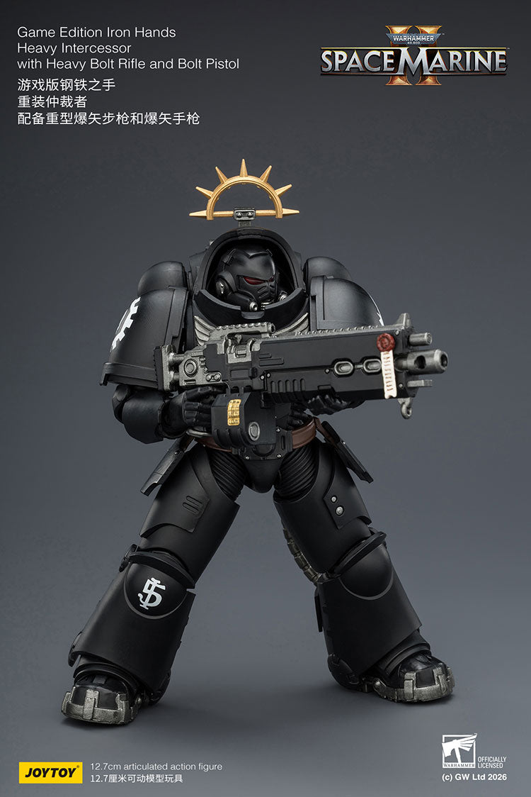Joytoy 1/18 Warhammer Space Marine 2 Iron Hands Heavy Intercessor with Heavy Bolt Rifle and Bolt Pistol