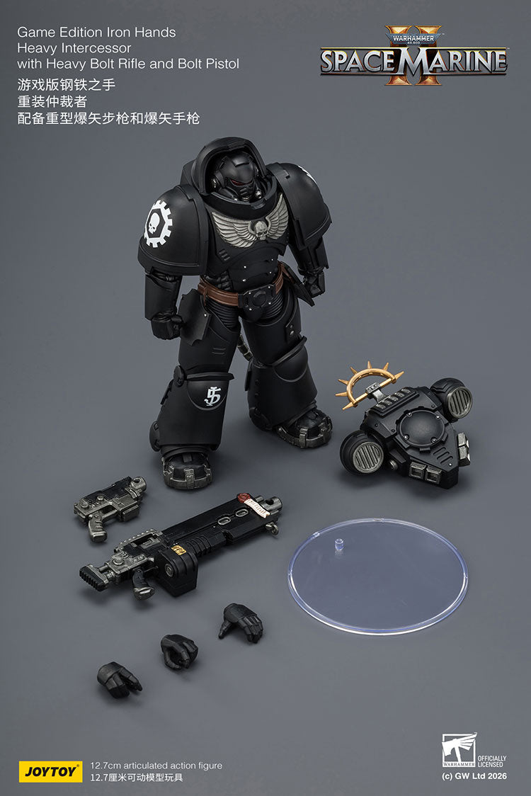 Joytoy 1/18 Warhammer Space Marine 2 Iron Hands Heavy Intercessor with Heavy Bolt Rifle and Bolt Pistol