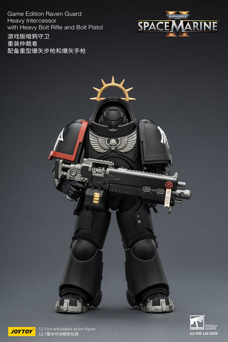 Joytoy 1/18 Warhammer Space Marine 2 Raven Guard Heavy Intercessor with Heavy Bolt Rifle and Bolt Pistol